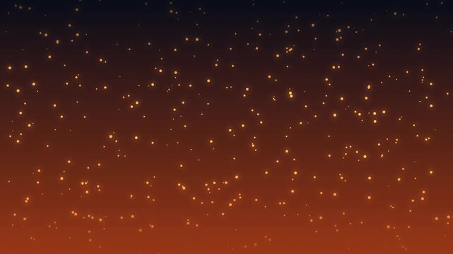 Rising golden embers and fire particles on dark background loop