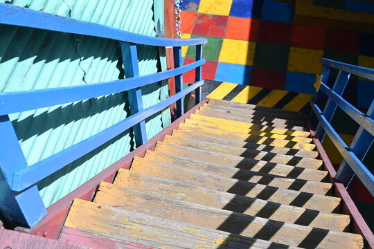 Staircase and shadows in Centro Cultural de Los Artistas, La Boca and Caminito, Buenos Aires