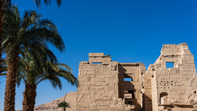 Habu temple, mortuary temple of Ramses III, Luxor, Egypt,