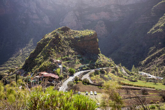 Barranco de Guayadeque valley on the Spanish Canaries island of Gran Canaria
