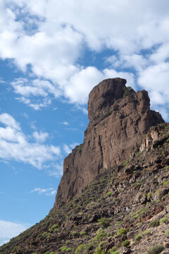 Roque de Bentayga in the mountainous heart of the Spanish Canaries island of Gran Canaria