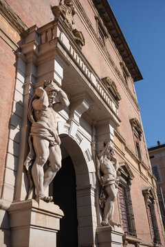 The grand entrance to Palazzo Davia Bargellini in the historic University city of Bologna,