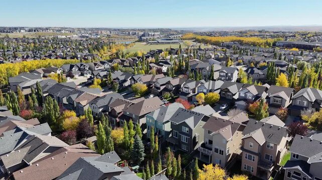 Calgary's beautiful suburban communities from the air.