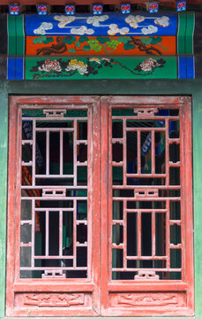 Detail of window at Prince Gong's Mansion at Qianhai Lake, Beijing, China
