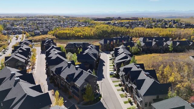Calgary's beautiful suburban communities from the air.