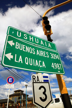 Road signs, Ushuaia, Tierra del Fuego