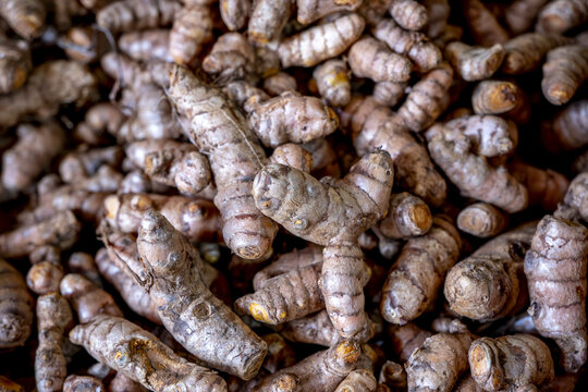 Fresh turmeric sold at Port Louis market, Mauritius