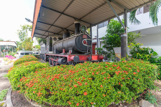 View of first locomotive to pull trains on the main line, Colombo Fort Railway Station, Colombo, Sri Lanka