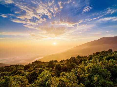 Landscape seen from Cerro Verde at sunset, borders of Santa Ana and Sonsonate Departments, El Salvador