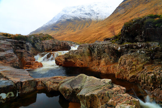 Triple Falls, Glen Etive, near Glencoe, Highlands, Scotland, United Kingdom