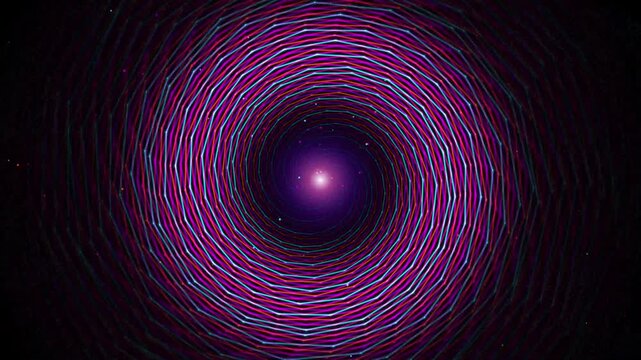Mesmerizing glowing neon spiral vortex tunnel animation background with bright pink and blue light waves