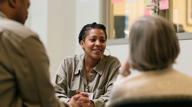 Probation Officer Meets With Recently Released Individual in Community Office Setting