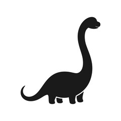 Black silhouette of a long neck brachiosaurus sauropod dinosaur walking © Sopian