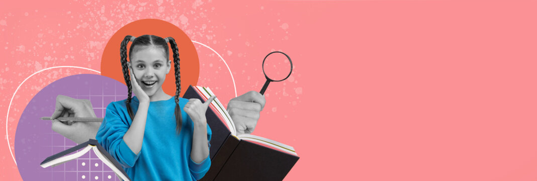 Smiling Young Girl With Pigtails Giving Thumbs Up While Writing In Notebook, Sitting At Desk In Classroom. She Is Excited About Learning And Engaging In Educational Activities. Education Concept.