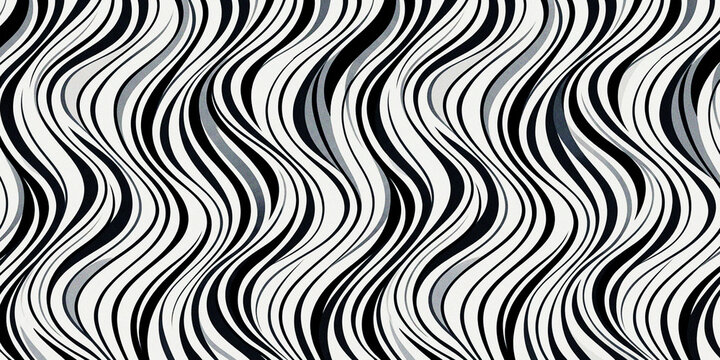 Abstract seamless pattern with wavy black and white lines