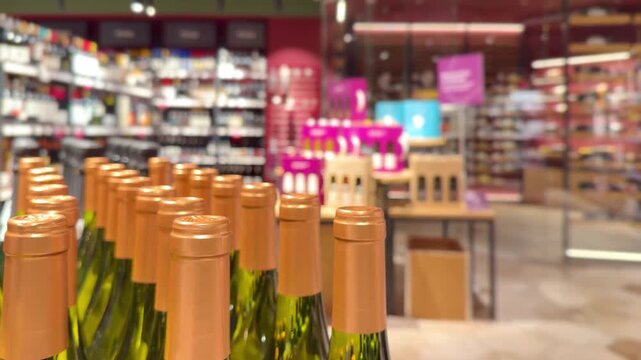 Assorted Alcohol Bottles on Display in Wine Section &ndash; Variety of Wine, Spirits and Liquor on Store Shelves