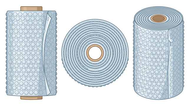 Bubble wrap packaging roll. Protective plastic bubble wrap packaging roll vector illustration isolated on transparent background for parcel packing and fragile shipping supplies