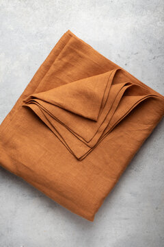 Terracotta orange washed linen tablecloth