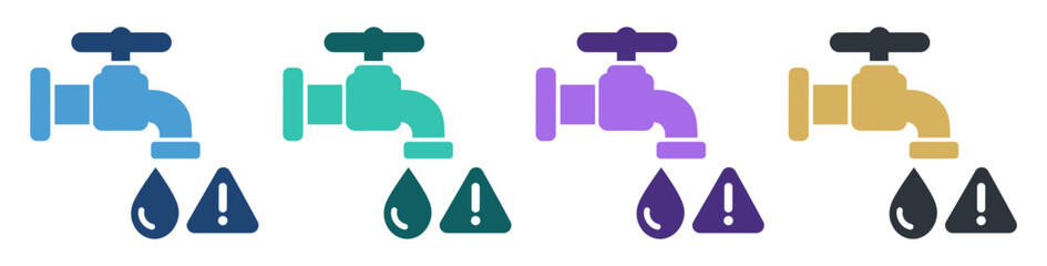 Obraz premium faucet water leak warning symbol icon set on transparent background