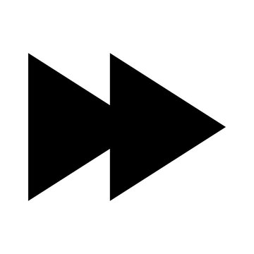 Black fast forward icon with double triangle arrows showing media playback control symbol
