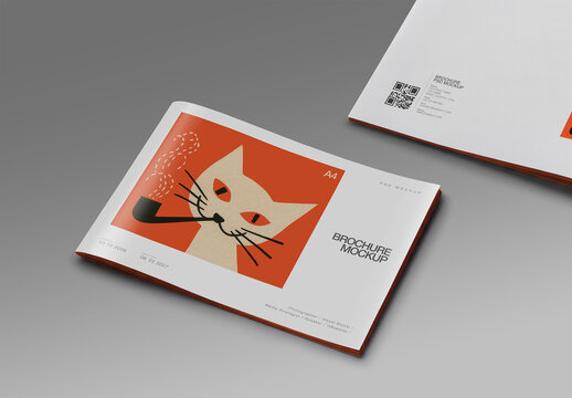 Brochure Mockup - A4 Landscape Perspective