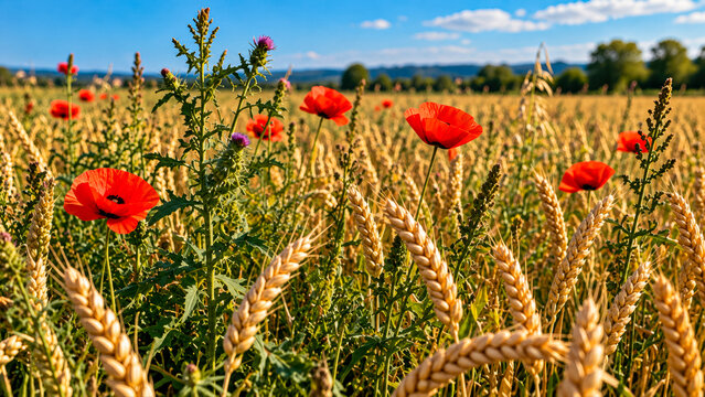 Wheat grows alongside tares. Bible story.