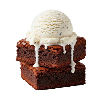 Delicious brownie with vanilla ice cream dessert