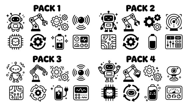 Robotics Technology and Artificial Intelligence Icon Set