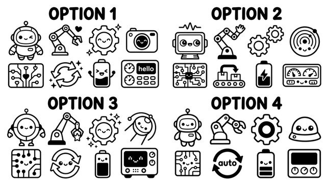 Cute Kawaii Robot and Technology Device Sticker Set for Creative Projects