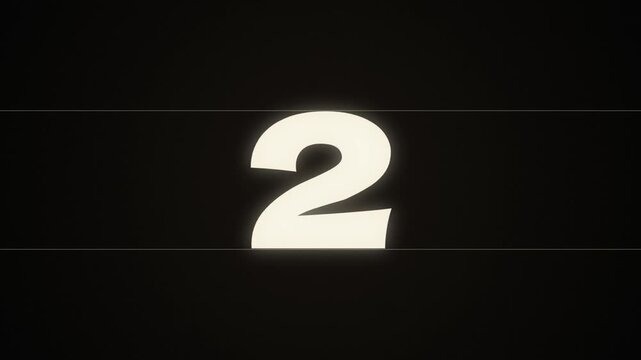 3 2 1 countdown animation, bold numbers rolling vertically with outline echoes before a bright flash
