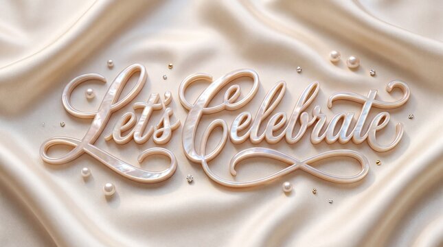 Elegant Pearl Typography Design Featuring Text Lets Celebrate With Iridescent Sheen
