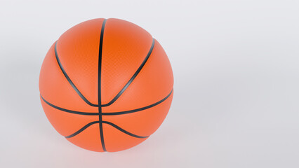 3D render of a classic orange basketball angled on a clean neutral background. Basketball sport and competition concept asset. © Fabricio