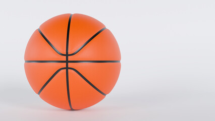 3D render of a classic orange basketball with black lines on a clean neutral background. Basketball sport and competition concept asset. © Fabricio