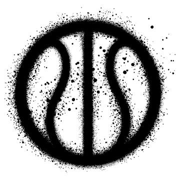 Graffiti basketball icon in urban graffiti style with black spray paint. vector illustration.