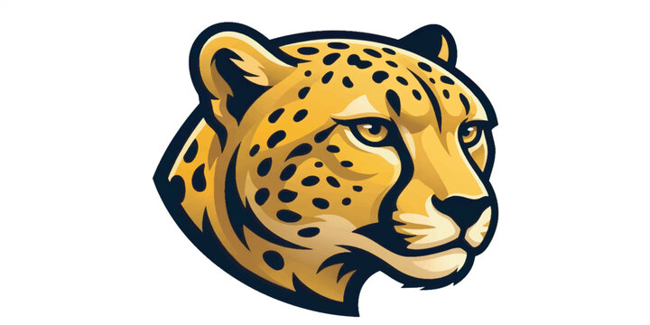 Close-up illustration of a fierce cheetah head with distinctive