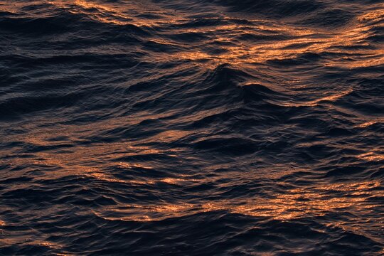 Copper Sunset Reflections on Dark Ocean Waves