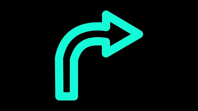 Animation Arrow right Symbols on Black Background. Animated colorful arrow from top to bottom on black background
