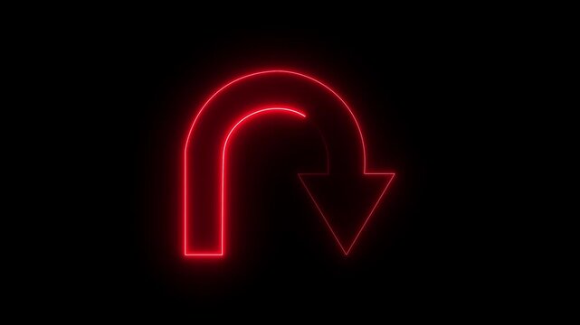 Animation Arrow Down Symbols on Black Background. Animated read arrow from top to bottom on black background