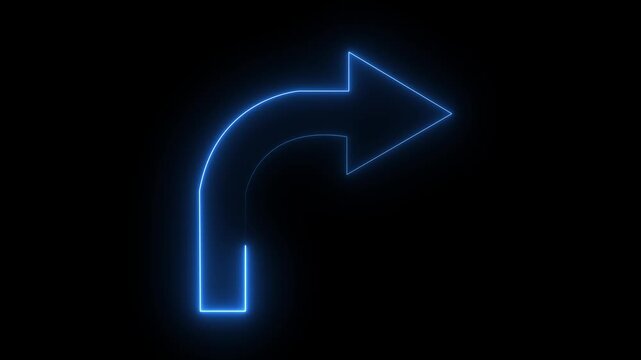 Animation Arrow right Symbols on Black Background. Animated blue arrow from top to bottom on black background