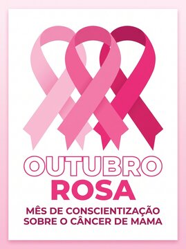three overlapping pink ribbons outubro rosa papercut poster designed as an awareness poster with copy space