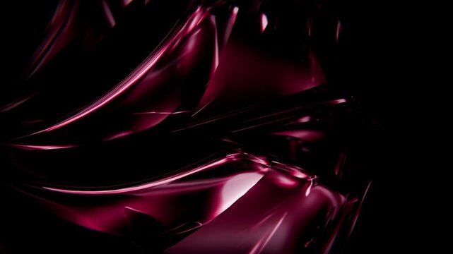 Abstract 3d glass animation background transparent reflection on black background 4k seamless loop
