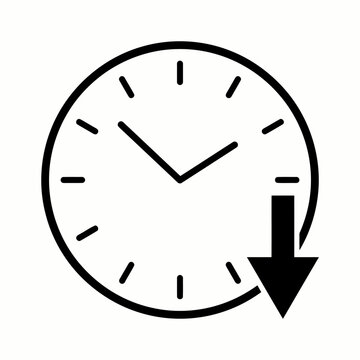 Analog clock icon with downward arrow indicating time reduction