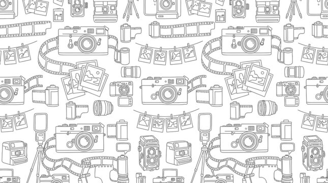 Retro Camera and Photo Pattern