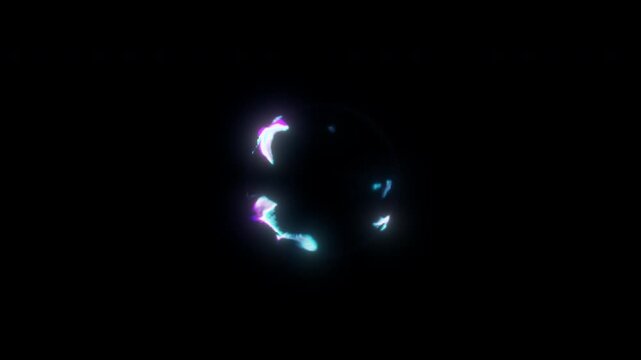 Stylized magic flames that appear around a circle, VFX element, isolated with mask pass