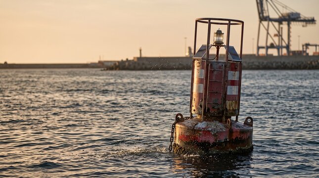 Navigation Buoy at Industrial Harbor Entrance