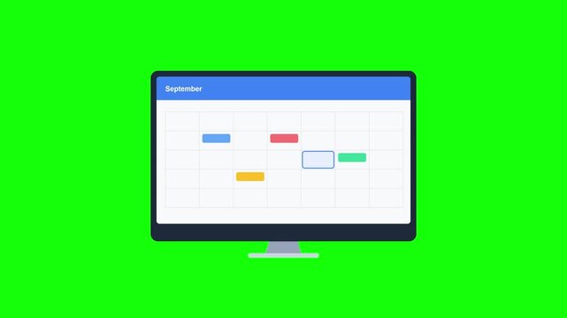 Computer Monitor Displaying Mind Map Software and Go To Meeting Popup on Green Screen Background.