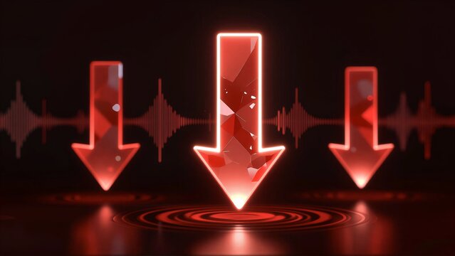 Abstract visual representation of a downward trend with sound waves