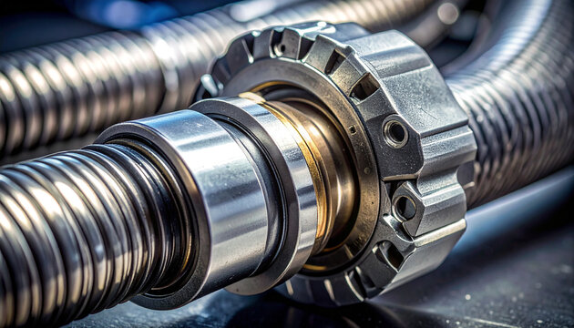 Industrial Metal Connector: A close-up of a heavy-duty industrial metal connector, showcasing intricate mechanical details and a robust construction.