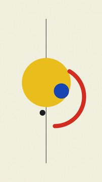 Abstract geometric motion graphics animation featuring rotating colorful shapes on cream background.