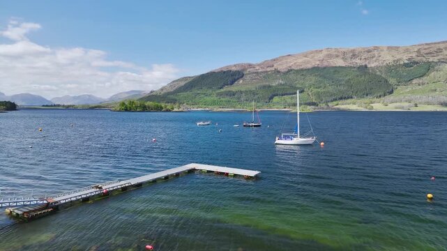 Loch Leven from a drone, Glencoe, Highland, Scotland, United Kingdom